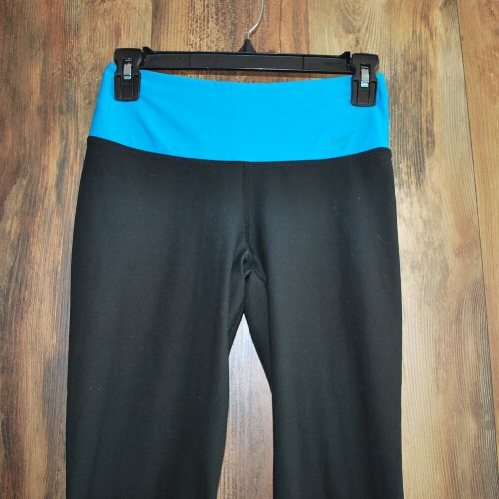 Nike Dri Fit Capri Leggings Blue Black Womens XS